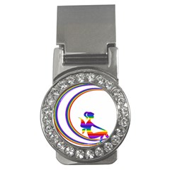 Rainbow Fairy Relaxing On The Rainbow Crescent Moon Money Clips (cz)  by Nexatart