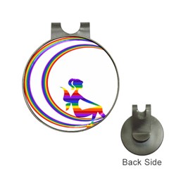 Rainbow Fairy Relaxing On The Rainbow Crescent Moon Hat Clips With Golf Markers by Nexatart