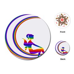 Rainbow Fairy Relaxing On The Rainbow Crescent Moon Playing Cards (round)  by Nexatart