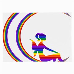 Rainbow Fairy Relaxing On The Rainbow Crescent Moon Large Glasses Cloth by Nexatart