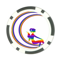 Rainbow Fairy Relaxing On The Rainbow Crescent Moon Poker Chip Card Guard by Nexatart