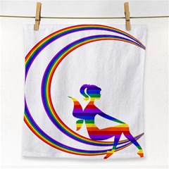 Rainbow Fairy Relaxing On The Rainbow Crescent Moon Face Towel by Nexatart