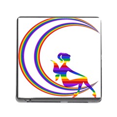 Rainbow Fairy Relaxing On The Rainbow Crescent Moon Memory Card Reader (square) by Nexatart