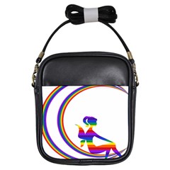 Rainbow Fairy Relaxing On The Rainbow Crescent Moon Girls Sling Bags by Nexatart