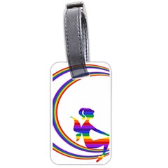 Rainbow Fairy Relaxing On The Rainbow Crescent Moon Luggage Tags (one Side)  by Nexatart