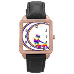 Rainbow Fairy Relaxing On The Rainbow Crescent Moon Rose Gold Leather Watch  by Nexatart