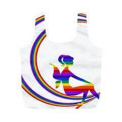 Rainbow Fairy Relaxing On The Rainbow Crescent Moon Full Print Recycle Bags (m)  by Nexatart