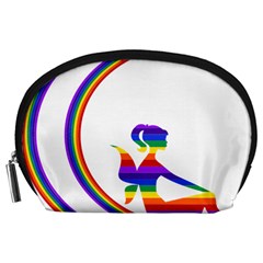 Rainbow Fairy Relaxing On The Rainbow Crescent Moon Accessory Pouches (large)  by Nexatart