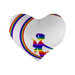 Rainbow Fairy Relaxing On The Rainbow Crescent Moon Standard 16  Premium Flano Heart Shape Cushions by Nexatart