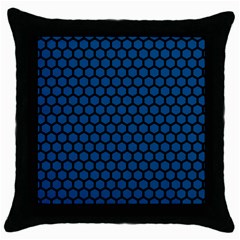 Blue Dark Navy Cobalt Royal Tardis Honeycomb Hexagon Throw Pillow Case (black) by Mariart