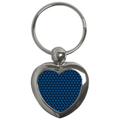 Blue Dark Navy Cobalt Royal Tardis Honeycomb Hexagon Key Chains (heart)  by Mariart