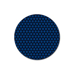 Blue Dark Navy Cobalt Royal Tardis Honeycomb Hexagon Rubber Round Coaster (4 Pack)  by Mariart