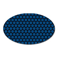 Blue Dark Navy Cobalt Royal Tardis Honeycomb Hexagon Oval Magnet by Mariart