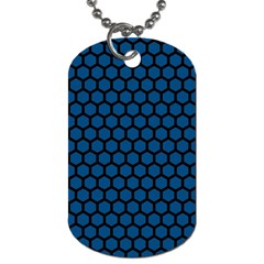 Blue Dark Navy Cobalt Royal Tardis Honeycomb Hexagon Dog Tag (one Side) by Mariart