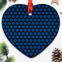 Blue Dark Navy Cobalt Royal Tardis Honeycomb Hexagon Heart Ornament (two Sides) by Mariart