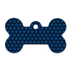 Blue Dark Navy Cobalt Royal Tardis Honeycomb Hexagon Dog Tag Bone (two Sides) by Mariart