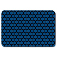 Blue Dark Navy Cobalt Royal Tardis Honeycomb Hexagon Large Doormat  by Mariart