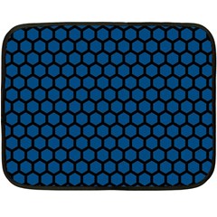 Blue Dark Navy Cobalt Royal Tardis Honeycomb Hexagon Double Sided Fleece Blanket (mini)  by Mariart