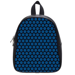 Blue Dark Navy Cobalt Royal Tardis Honeycomb Hexagon School Bags (small)  by Mariart