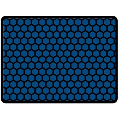 Blue Dark Navy Cobalt Royal Tardis Honeycomb Hexagon Fleece Blanket (large)  by Mariart