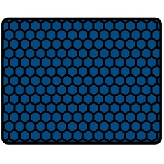 Blue Dark Navy Cobalt Royal Tardis Honeycomb Hexagon Fleece Blanket (medium)  by Mariart