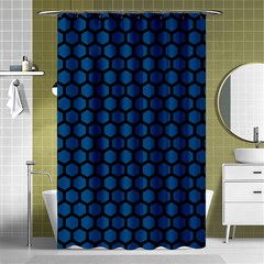 Blue Dark Navy Cobalt Royal Tardis Honeycomb Hexagon Shower Curtain 48  X 72  (small)  by Mariart