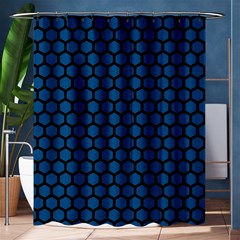 Blue Dark Navy Cobalt Royal Tardis Honeycomb Hexagon Shower Curtain 60  X 72  (medium)  by Mariart