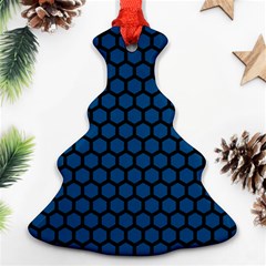 Blue Dark Navy Cobalt Royal Tardis Honeycomb Hexagon Ornament (christmas Tree)  by Mariart