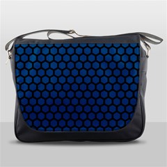 Blue Dark Navy Cobalt Royal Tardis Honeycomb Hexagon Messenger Bags by Mariart