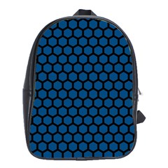 Blue Dark Navy Cobalt Royal Tardis Honeycomb Hexagon School Bags (xl)  by Mariart