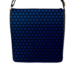 Blue Dark Navy Cobalt Royal Tardis Honeycomb Hexagon Flap Messenger Bag (l)  by Mariart