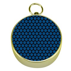 Blue Dark Navy Cobalt Royal Tardis Honeycomb Hexagon Gold Compasses by Mariart