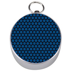 Blue Dark Navy Cobalt Royal Tardis Honeycomb Hexagon Silver Compasses by Mariart