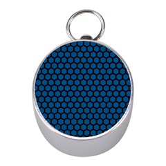 Blue Dark Navy Cobalt Royal Tardis Honeycomb Hexagon Mini Silver Compasses by Mariart