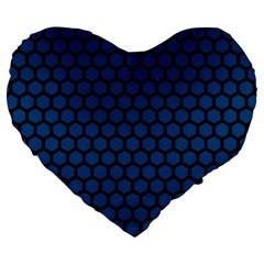 Blue Dark Navy Cobalt Royal Tardis Honeycomb Hexagon Large 19  Premium Flano Heart Shape Cushions by Mariart