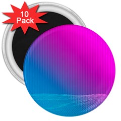 With Wireframe Terrain Modeling Fabric Wave Chevron Waves Pink Blue 3  Magnets (10 Pack)  by Mariart