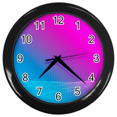 With Wireframe Terrain Modeling Fabric Wave Chevron Waves Pink Blue Wall Clocks (black) by Mariart