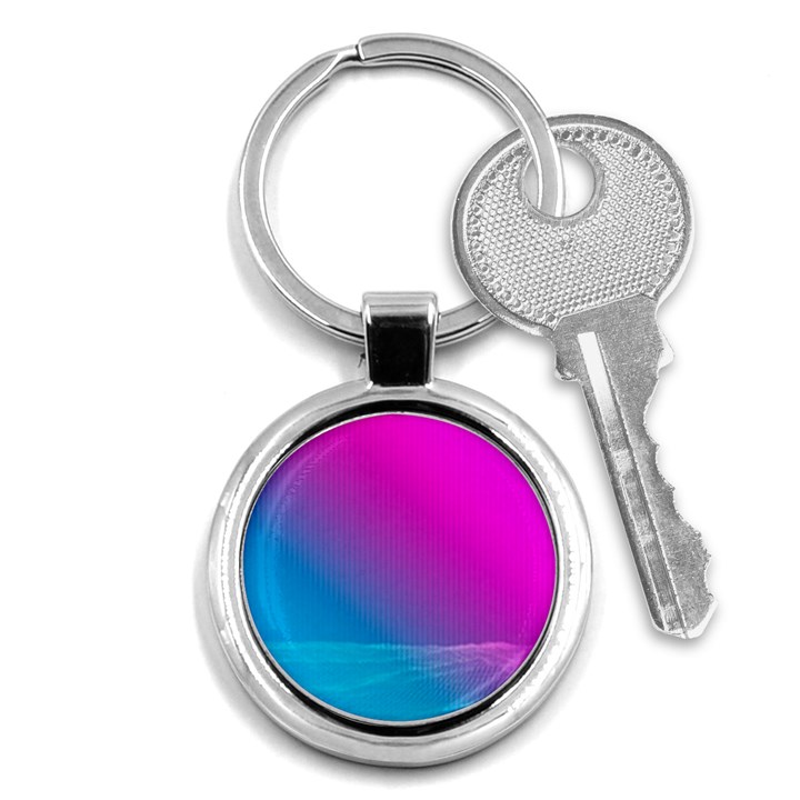 With Wireframe Terrain Modeling Fabric Wave Chevron Waves Pink Blue Key Chains (Round) 