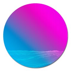 With Wireframe Terrain Modeling Fabric Wave Chevron Waves Pink Blue Magnet 5  (round) by Mariart