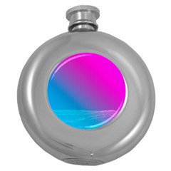 With Wireframe Terrain Modeling Fabric Wave Chevron Waves Pink Blue Round Hip Flask (5 Oz)