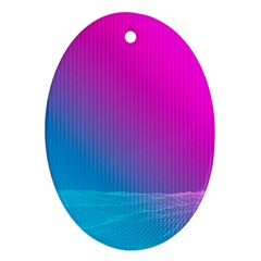 With Wireframe Terrain Modeling Fabric Wave Chevron Waves Pink Blue Oval Ornament (two Sides) by Mariart