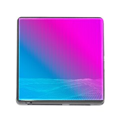 With Wireframe Terrain Modeling Fabric Wave Chevron Waves Pink Blue Memory Card Reader (square) by Mariart