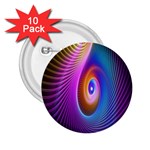 Abstract Fractal Bright Hole Wave Chevron Gold Purple Blue Green 2.25  Buttons (10 pack)  Front