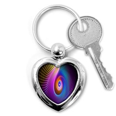 Abstract Fractal Bright Hole Wave Chevron Gold Purple Blue Green Key Chains (heart) 