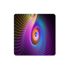 Abstract Fractal Bright Hole Wave Chevron Gold Purple Blue Green Square Magnet by Mariart