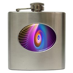 Abstract Fractal Bright Hole Wave Chevron Gold Purple Blue Green Hip Flask (6 Oz) by Mariart