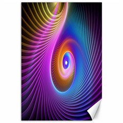 Abstract Fractal Bright Hole Wave Chevron Gold Purple Blue Green Canvas 12  X 18   by Mariart