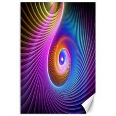 Abstract Fractal Bright Hole Wave Chevron Gold Purple Blue Green Canvas 24  X 36 