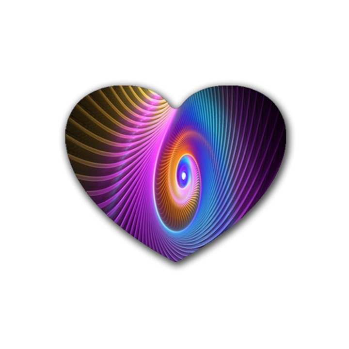 Abstract Fractal Bright Hole Wave Chevron Gold Purple Blue Green Heart Coaster (4 pack) 