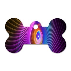 Abstract Fractal Bright Hole Wave Chevron Gold Purple Blue Green Dog Tag Bone (two Sides) by Mariart